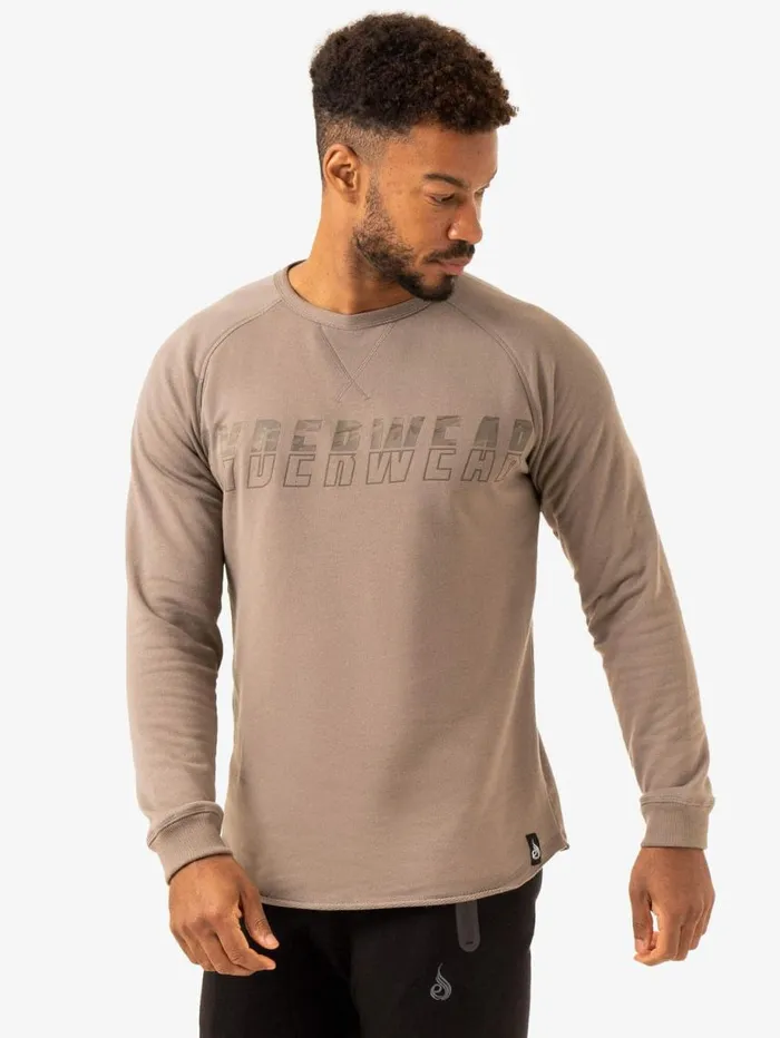 Sweaters and Hoodies Mens Ryderwear Overdrive Crew Neck Mushroom