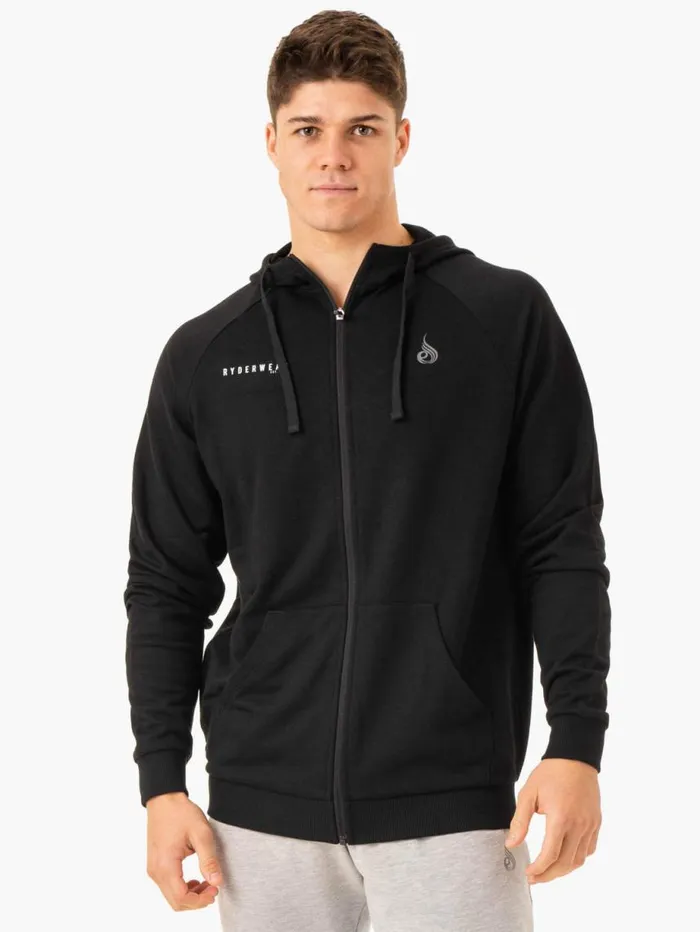 Sweaters and Hoodies Mens Ryderwear Pursuit Zip Up Hoodie Black