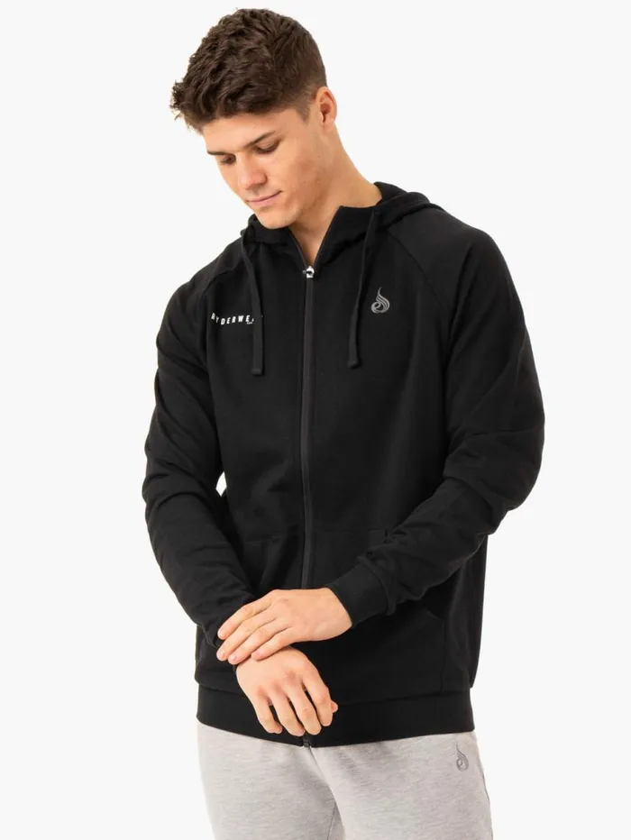 Sweaters and Hoodies Mens Ryderwear Pursuit Zip Up Hoodie Black