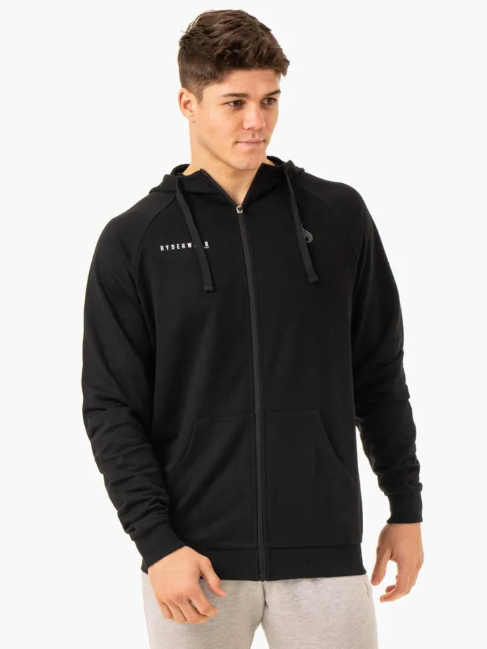 Sweaters and Hoodies Mens Ryderwear Pursuit Zip Up Hoodie Black