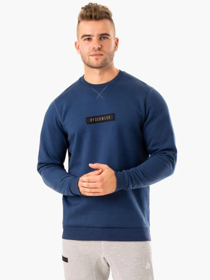 Sweaters and Hoodies Mens Ryderwear Recharge Pullover Blue