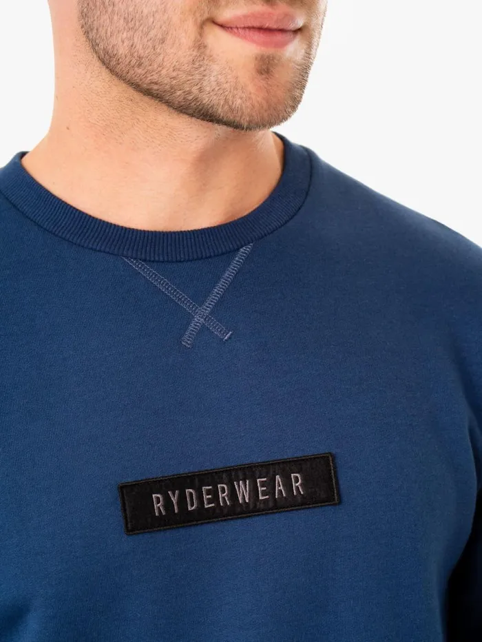 Sweaters and Hoodies Mens Ryderwear Recharge Pullover Blue
