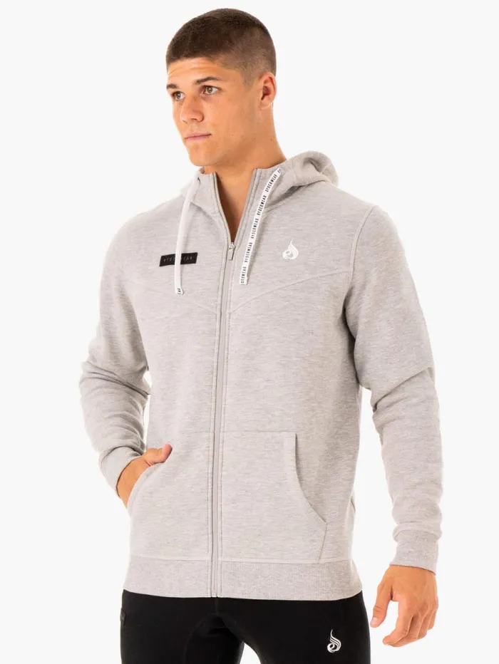 Sweaters and Hoodies Mens Ryderwear Recharge Zip Up Hoodie Grey Marl