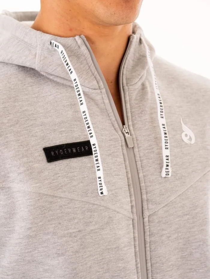 Sweaters and Hoodies Mens Ryderwear Recharge Zip Up Hoodie Grey Marl