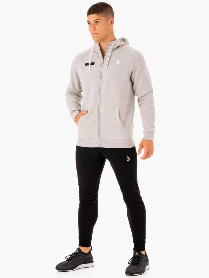 Sweaters and Hoodies Mens Ryderwear Recharge Zip Up Hoodie Grey Marl