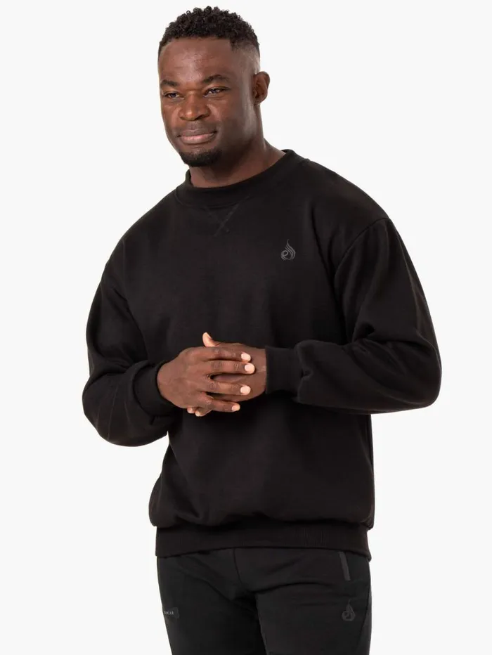 Sweaters and Hoodies Mens Ryderwear Reset Fleece Crew Neck Black
