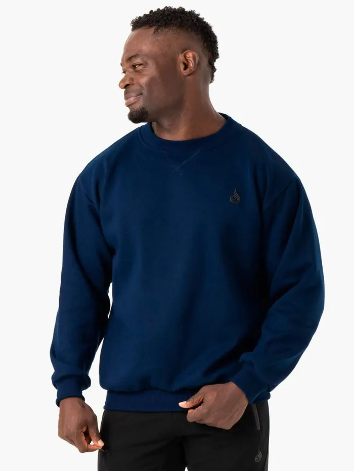 Sweaters and Hoodies Mens Ryderwear Reset Fleece Crew Neck Blue