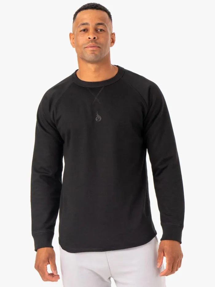 Sweaters and Hoodies Mens Ryderwear Restore Crew Neck Black