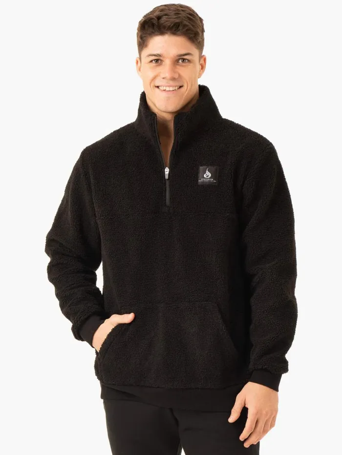 Sweaters and Hoodies Mens Ryderwear Vital Polar Fleece Half Zip Black