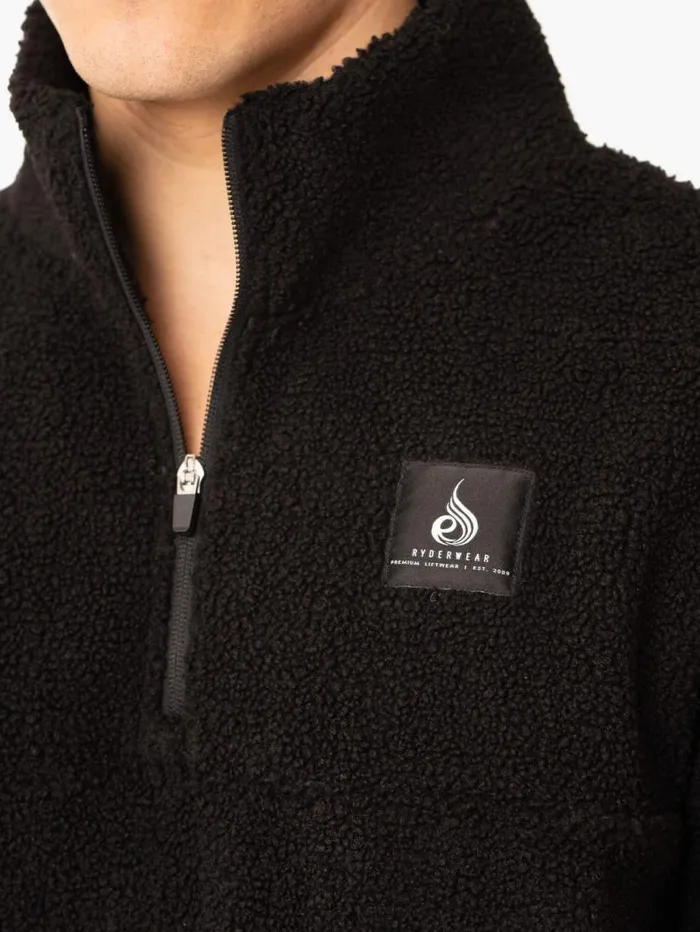Sweaters and Hoodies Mens Ryderwear Vital Polar Fleece Half Zip Black