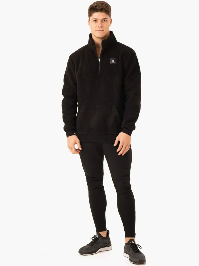 Sweaters and Hoodies Mens Ryderwear Vital Polar Fleece Half Zip Black