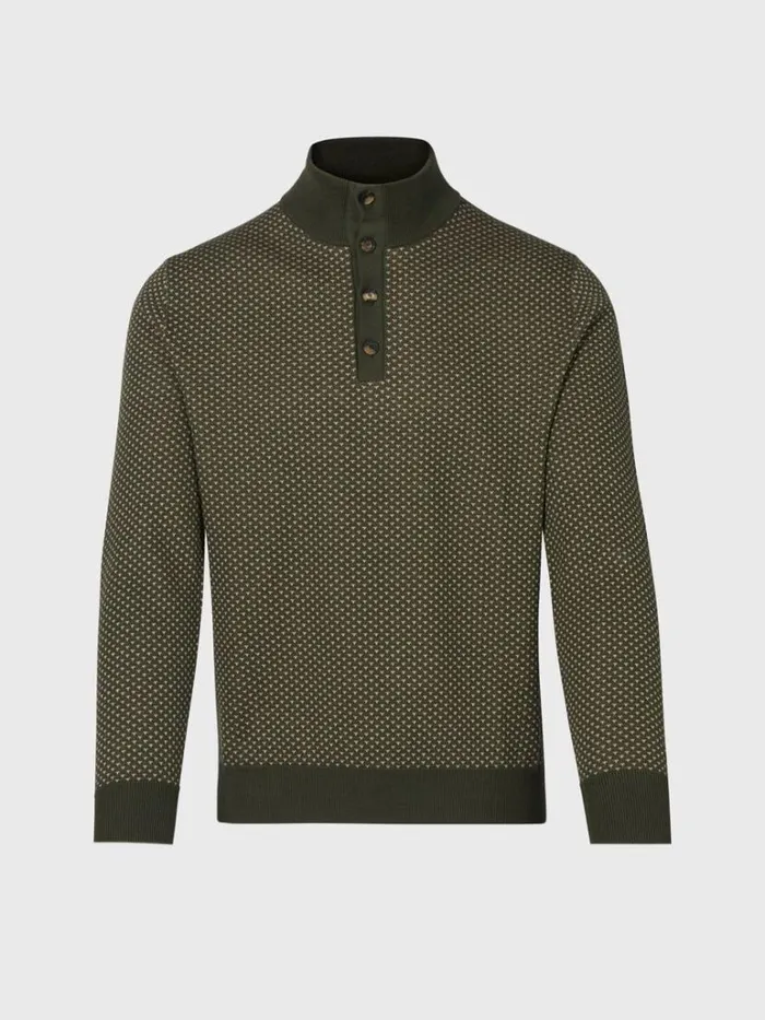Sweaters Mens Paul Stuart Button Mock Neck Sweater Olive