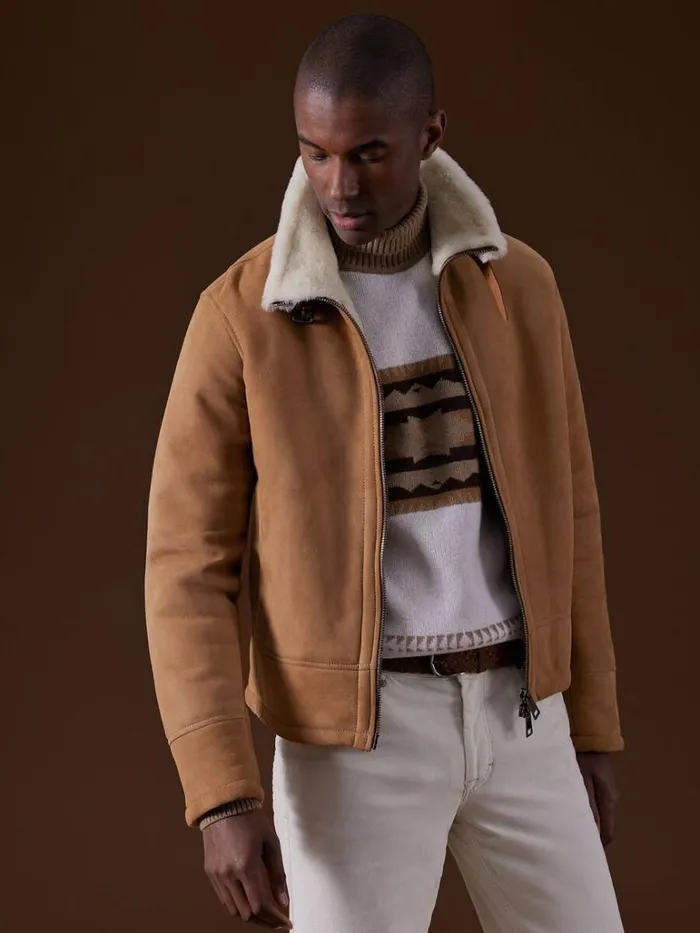 Sweaters Mens Paul Stuart Cashmere and Wool Intarsia Turtleneck Sweater Creamtan