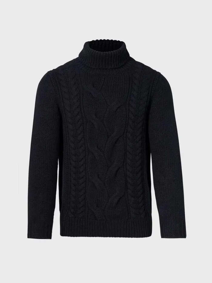 Sweaters Mens Paul Stuart Cashmere Cable Turtleneck Sweater Black