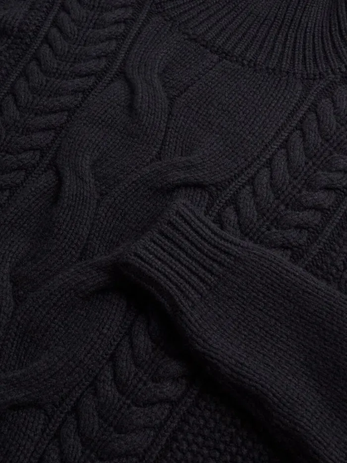 Sweaters Mens Paul Stuart Cashmere Cable Turtleneck Sweater Black