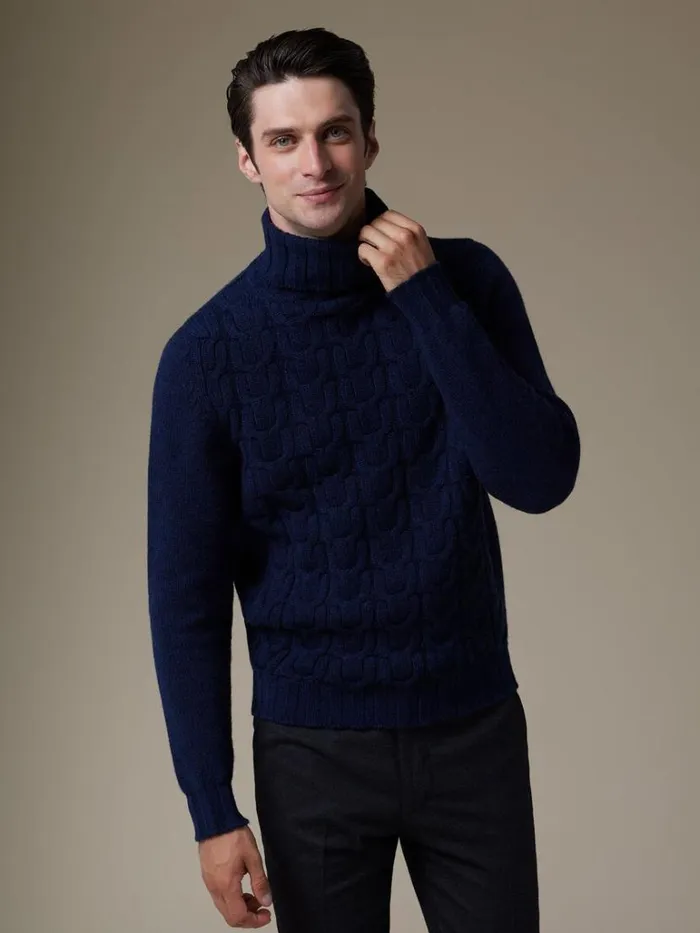 Sweaters Mens Paul Stuart Cashmere Link Turtleneck Sweater Ivory