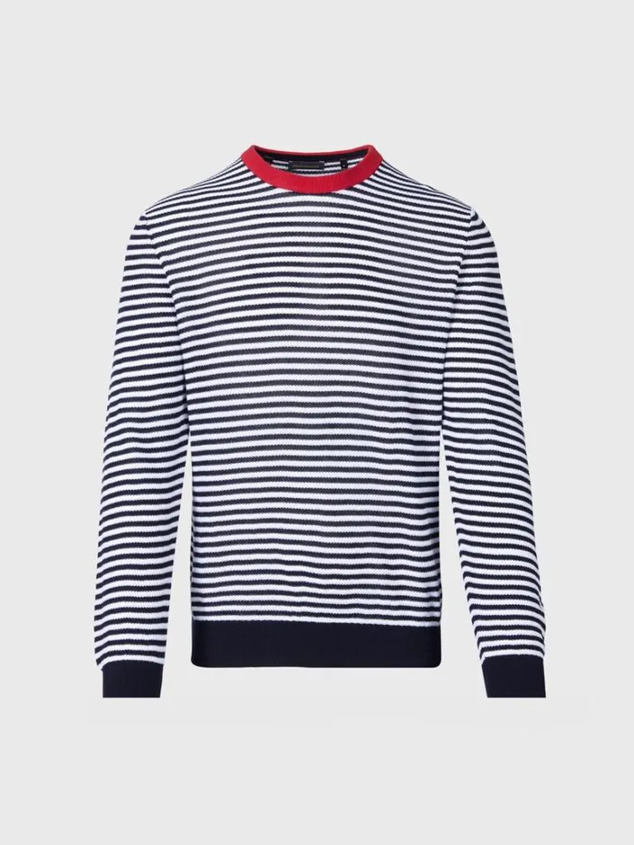 Sweaters Mens Paul Stuart Cotton Striped Crewneck Sweater Navywhite