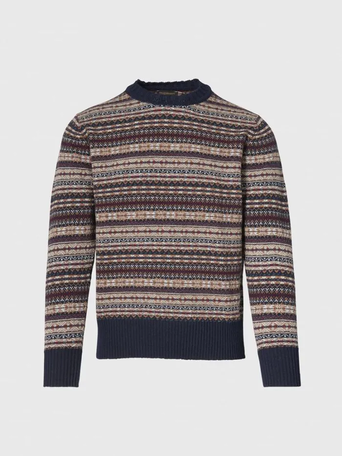 Sweaters Mens Paul Stuart Fair Isle Crewneck Sweater Navy
