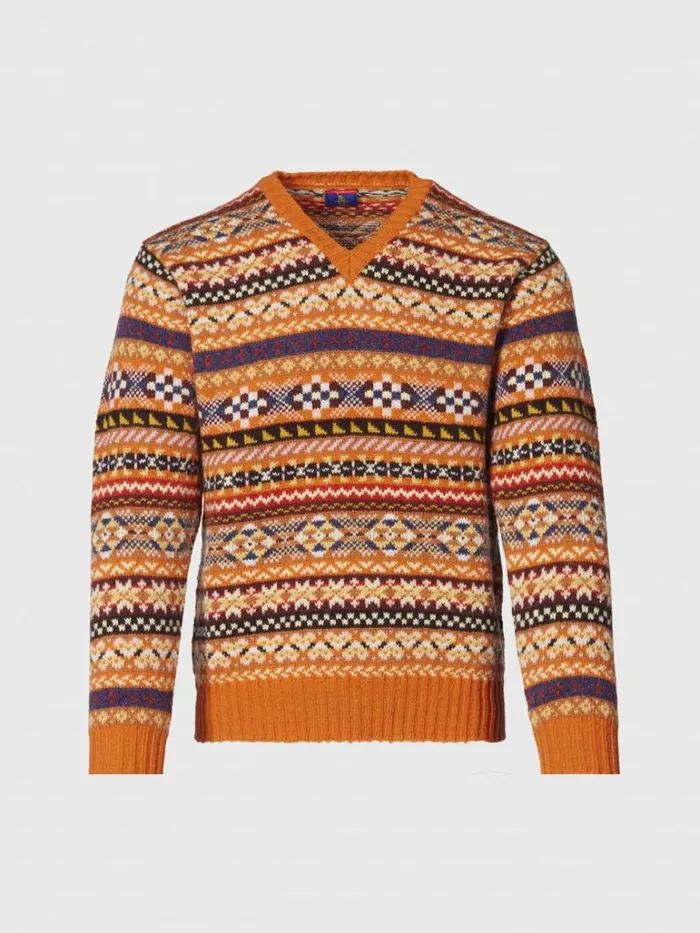 Sweaters Mens Paul Stuart Fair Isle Shetland Wool Sweater Forest