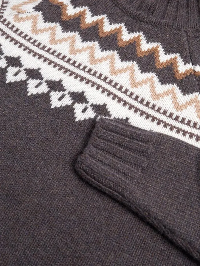 Sweaters Mens Paul Stuart Fair Isle Turtleneck Sweater Dark Brown