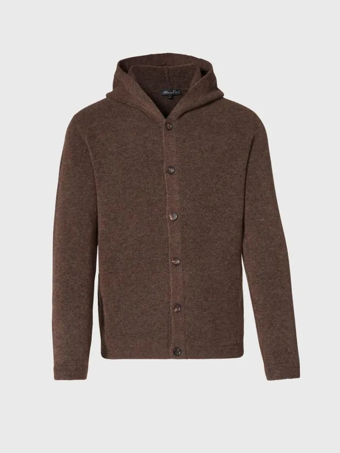 Sweaters Mens Paul Stuart Hooded Cardigan Brown