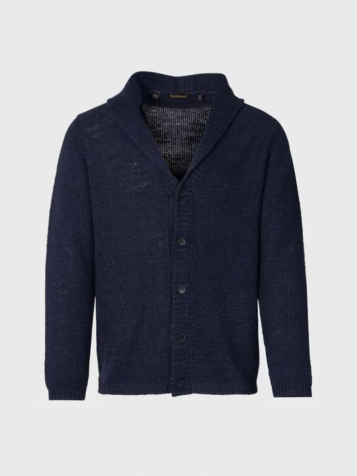 Sweaters Mens Paul Stuart Linen Rice Stitch Cardigan Navy
