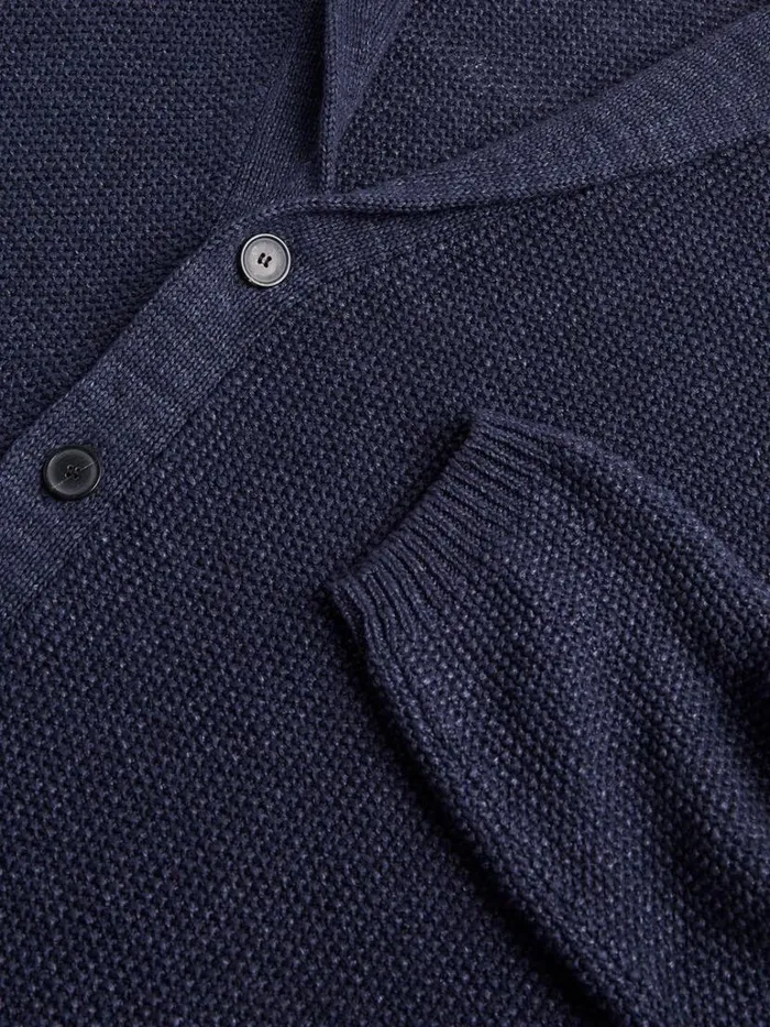 Sweaters Mens Paul Stuart Linen Rice Stitch Cardigan Navy