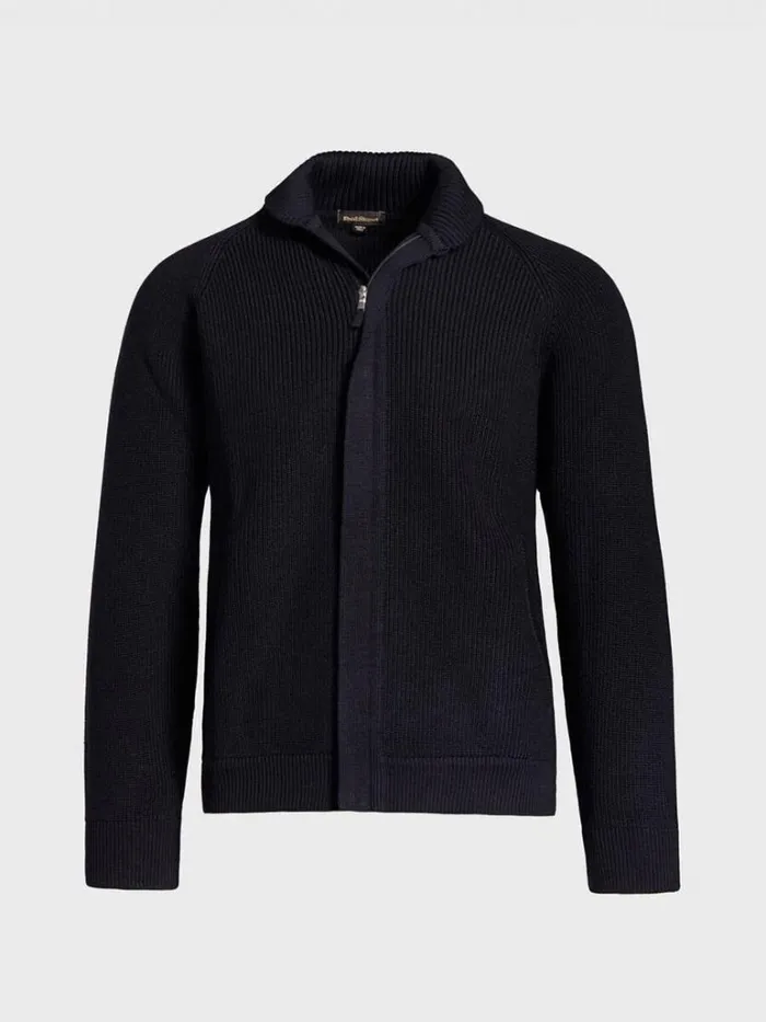 Sweaters Mens Paul Stuart Merino Wool Ribbed Full Zip Cardigan Black
