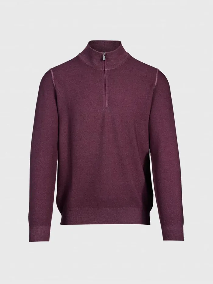 Sweaters Mens Paul Stuart Merino Wool Rice Stitch Quarter Zip Sweater Mandarin
