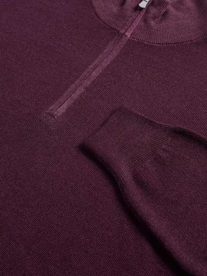 Sweaters Mens Paul Stuart Merino Wool Rice Stitch Quarter Zip Sweater Mandarin