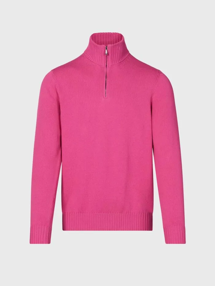 Sweaters Mens Paul Stuart Quarter Zip Sweater Bright Pink
