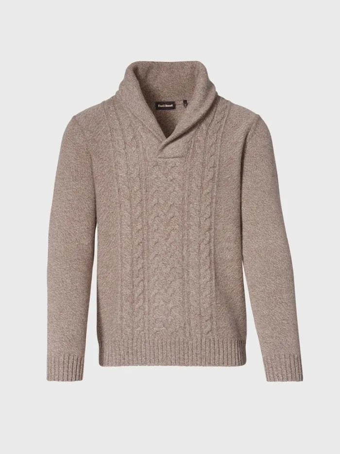 Sweaters Mens Paul Stuart Shawl Collar Center Cable Sweater Bluegrey