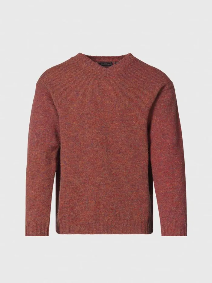 Sweaters Mens Paul Stuart Shetland Wool VNeck Sweater Chocolate Brown