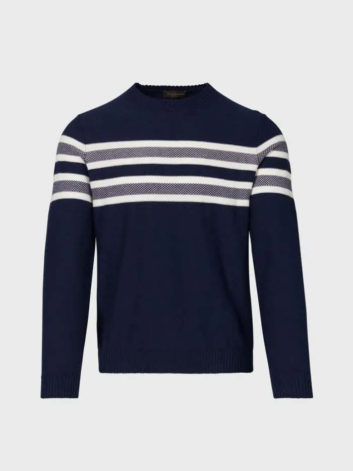 Sweaters Mens Paul Stuart Stripe Crewneck Sweater Navy