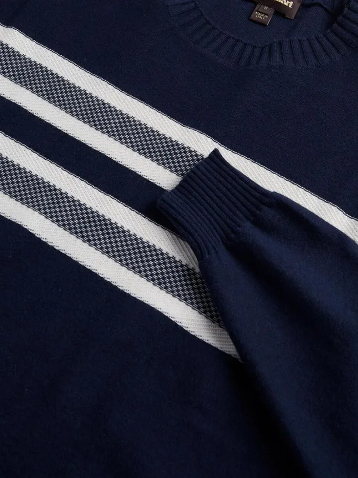 Sweaters Mens Paul Stuart Stripe Crewneck Sweater Navy