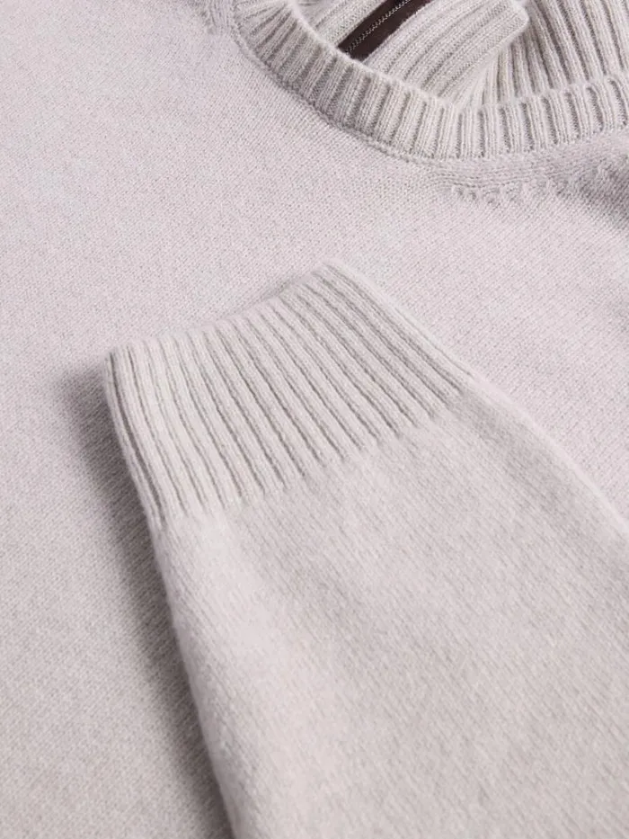 Sweaters Mens Paul Stuart Wool and Cashmere Mock Neck Zip Sweater Cream