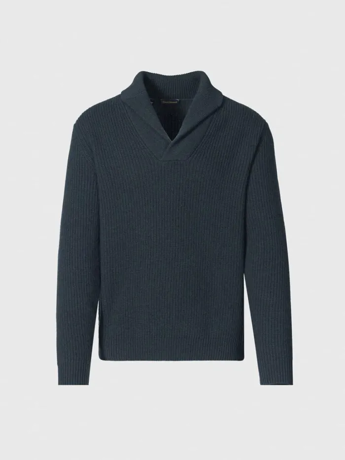 Sweaters Mens Paul Stuart Wool and Cashmere Shawl Collar Sweater Marine Blue