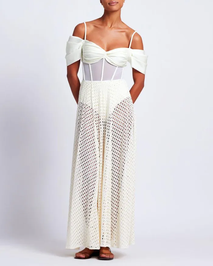 Swim CORSET NETTED MAXI DRESS PatBO Beach Dresses