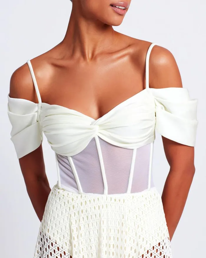 Swim CORSET NETTED MAXI DRESS PatBO Beach Dresses