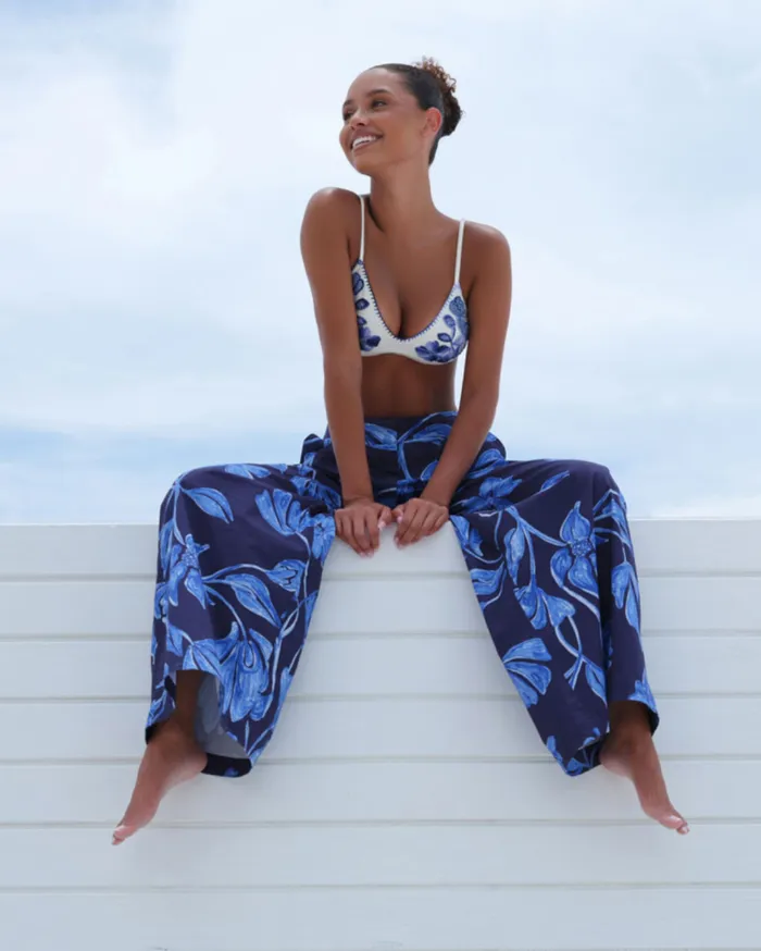 Swim Embroidered Triangle Bikini Top PatBO Bikinis
