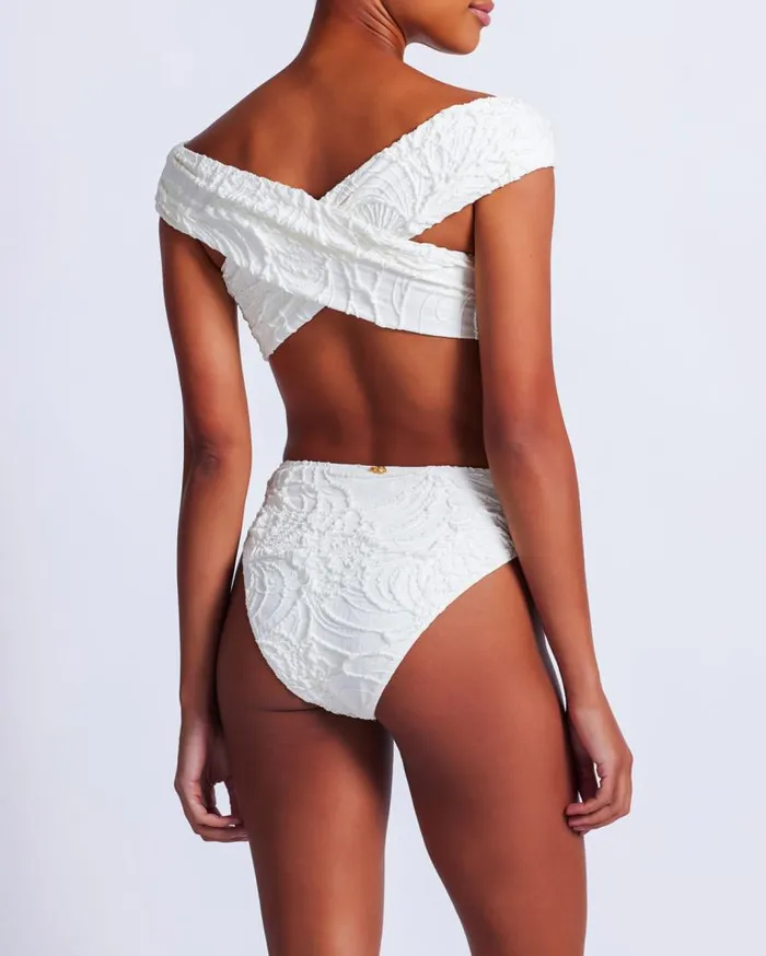 Swim Jacquard High Leg Bikini Bottom PatBO Bikinis