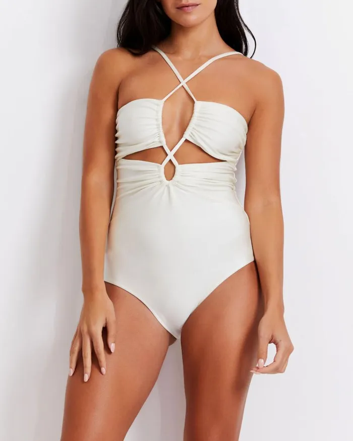 Swim LaceUp Swimsuit FINAL SALE PatBO One Pieces