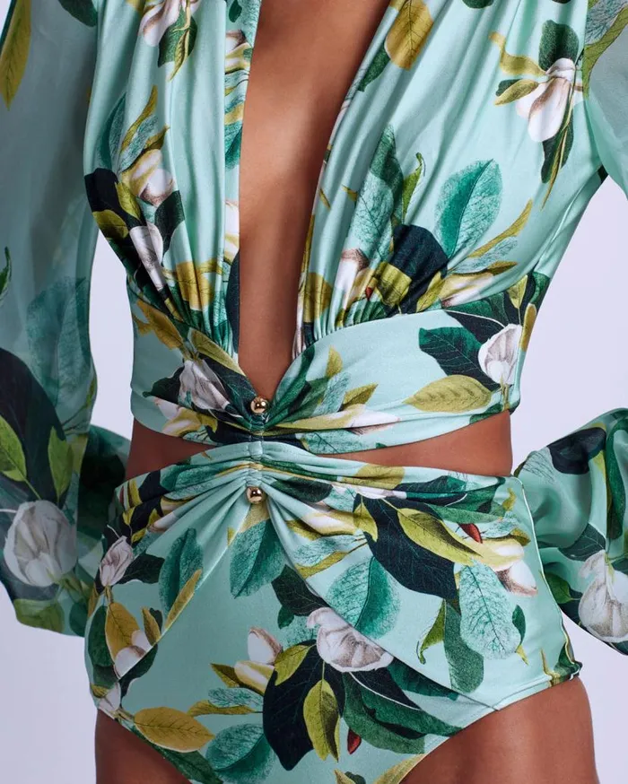 Swim Magnolia Plunge Bodysuit PatBO One Pieces