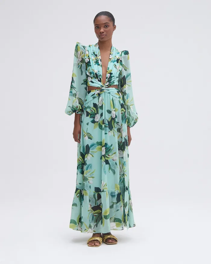 Swim Magnolia Plunge Maxi Dress PatBO Beach Dresses