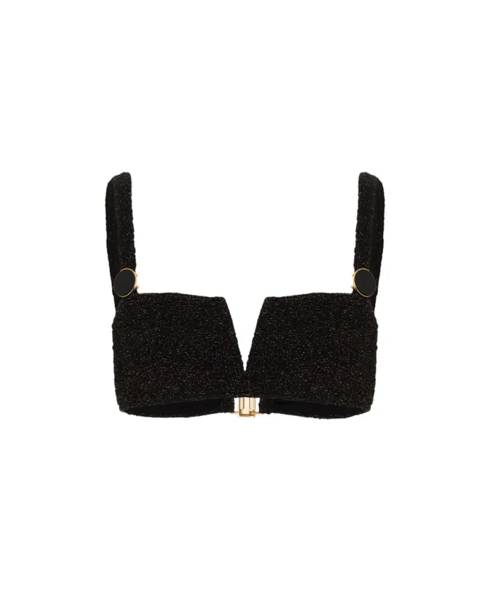 Swim Metallic Jacquard Bikini Top PatBO Bikinis