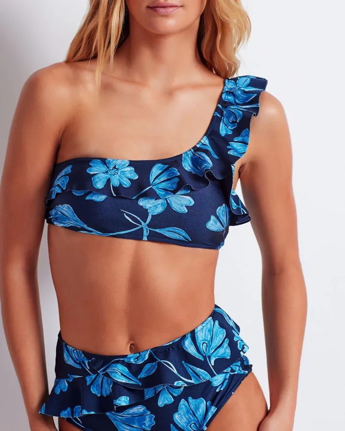 Swim Nightflower One Shoulder Bikini Top FINAL SALE PatBO Bikinis