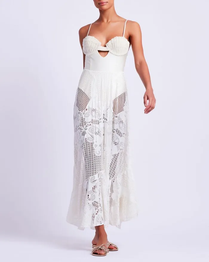 Swim Pearl Beaded Bustier Beach Dress EXCLUSIVE PatBO Beach Dresses