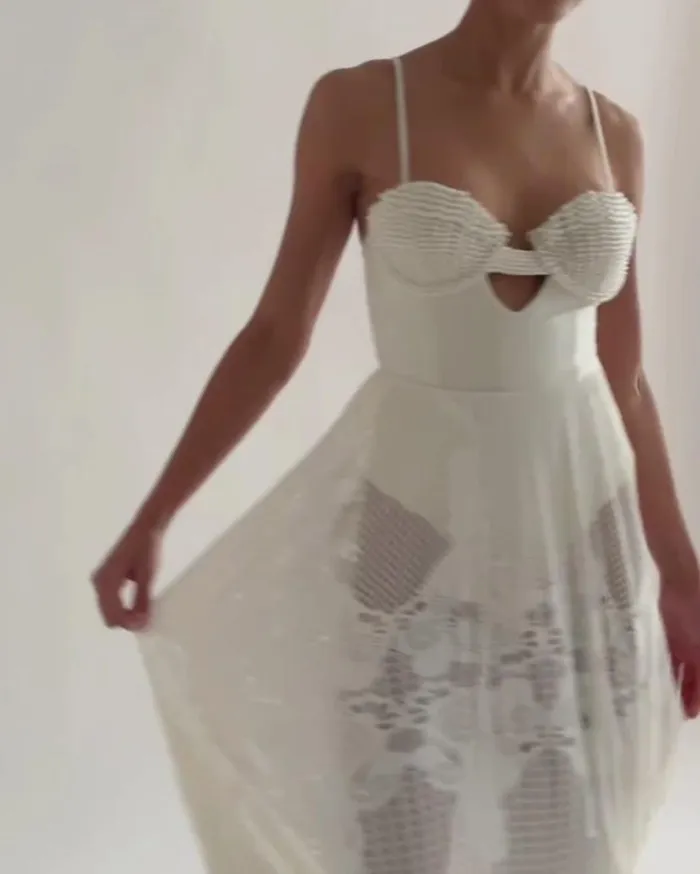 Swim Pearl Beaded Bustier Beach Dress EXCLUSIVE PatBO Beach Dresses