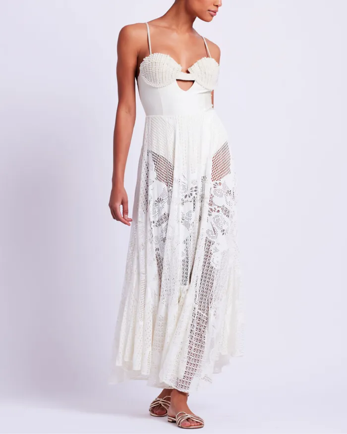 Swim Pearl Beaded Bustier Beach Dress EXCLUSIVE PatBO Beach Dresses