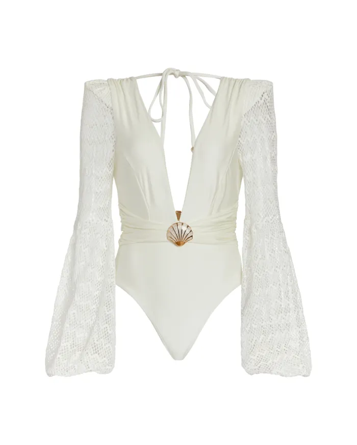 Swim PLUNGE LONG SLEEVE SWIMSUIT PatBO One Pieces